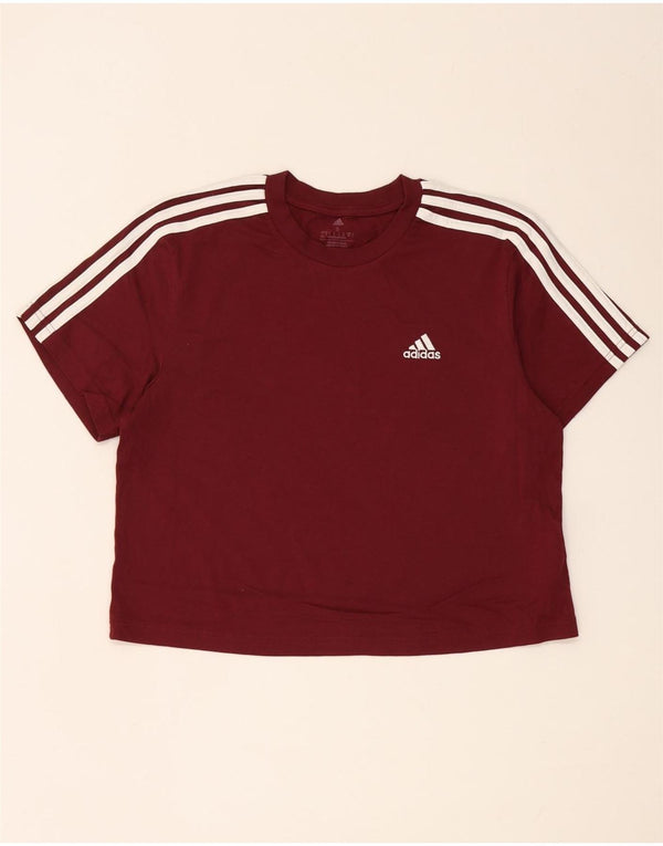 Adidas Camiseta corta extragrande para mujer UK 8/10 Small Borgoña Algodón
