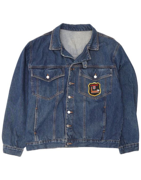 Vintage hombres chaqueta de mezclilla Reino Unido 44 2XL algodón azul