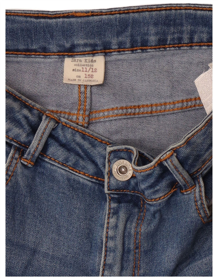 Zara Falda Niña Denim Desgastada 11-12 Años Azul