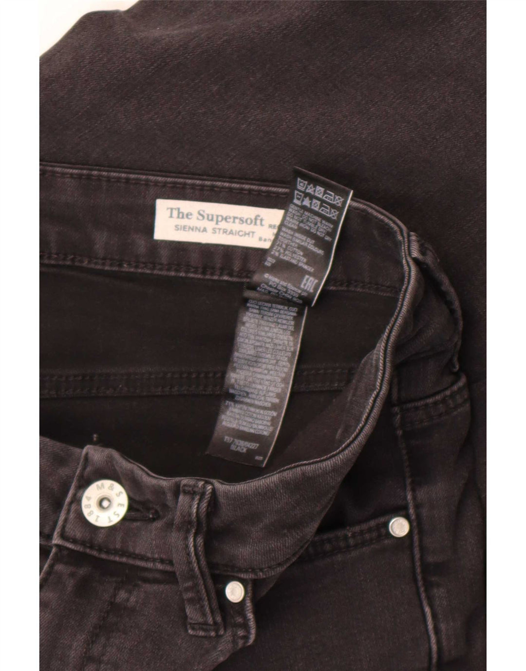 Marks & Spencer Jeans rectos Sienna para mujer UK 12 Medium W30 L30 Negro
