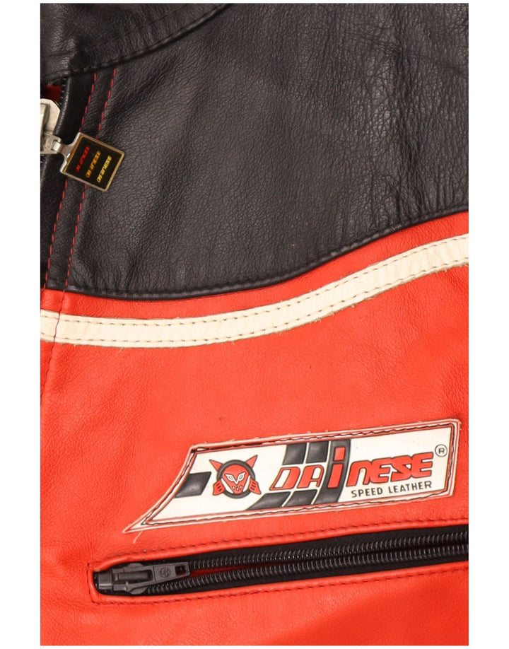 Dainese Chaqueta Racer De Cuero Para Hombre IT 52 Large Cuero Color Block Rojo
