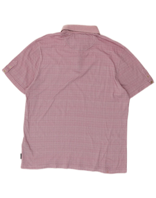 Ted Baker Polo para hombre Talla 6 2XL Algodón geométrico rosa