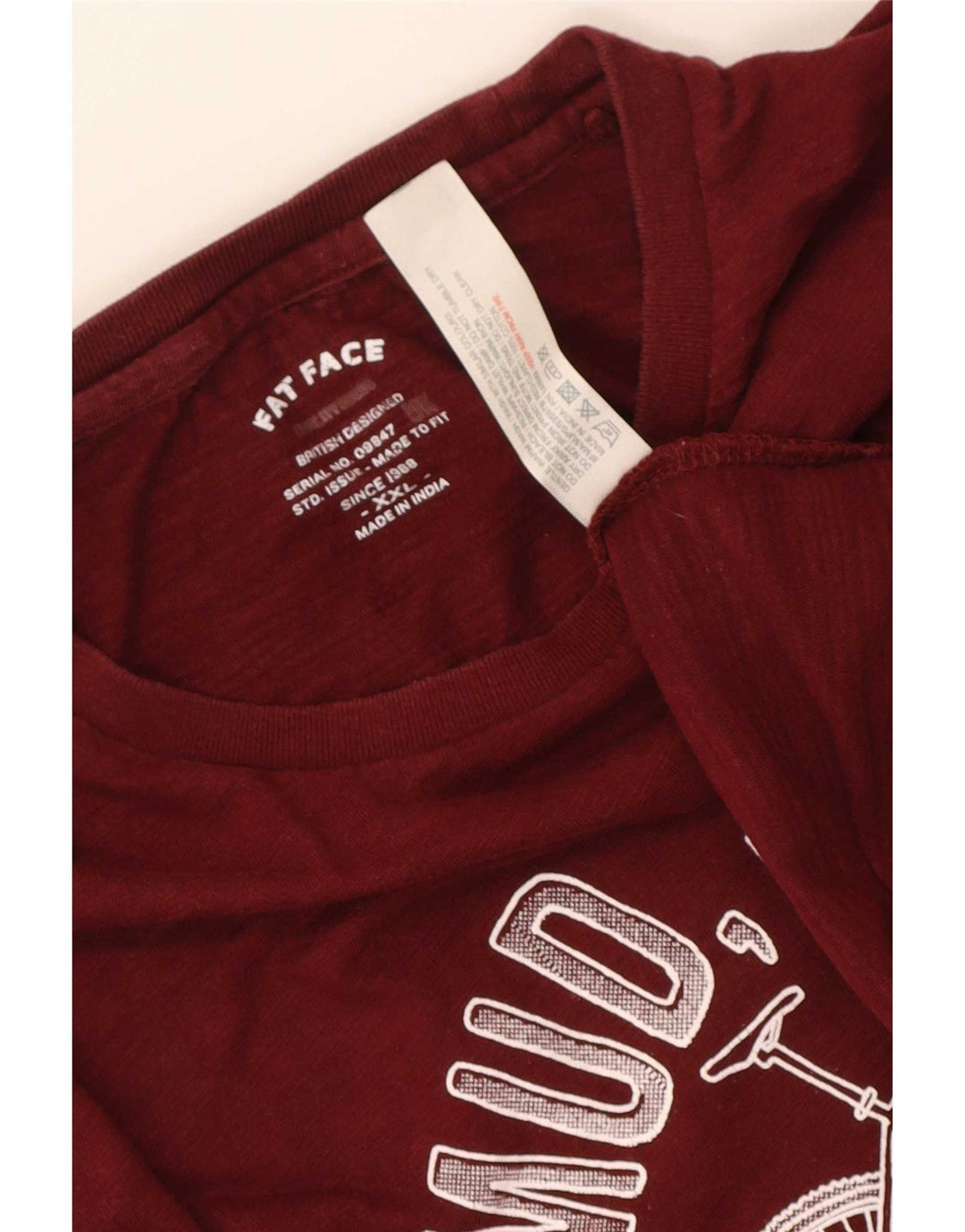 Camiseta gráfica para hombre Fat Face Top 2XL Algodón granate