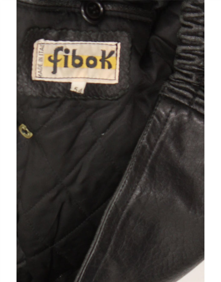 Fibok Chaqueta de cuero para hombre IT 54 2XL Cuero negro