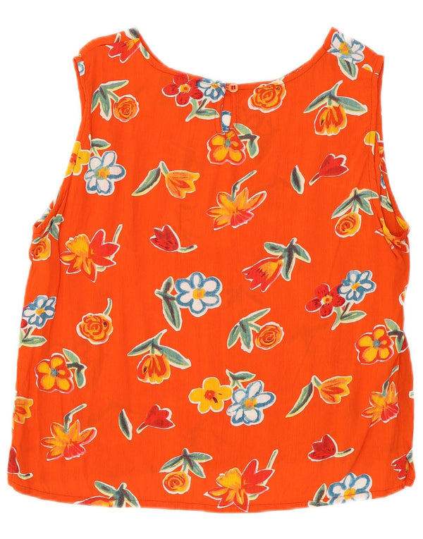 Amaranto Top sin mangas para mujer UK 44 Viscosa floral naranja grande