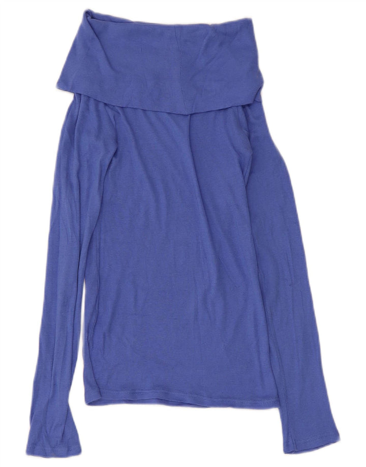 Zara Top con cuello vuelto y manga larga para mujer UK 8 Small Azul
