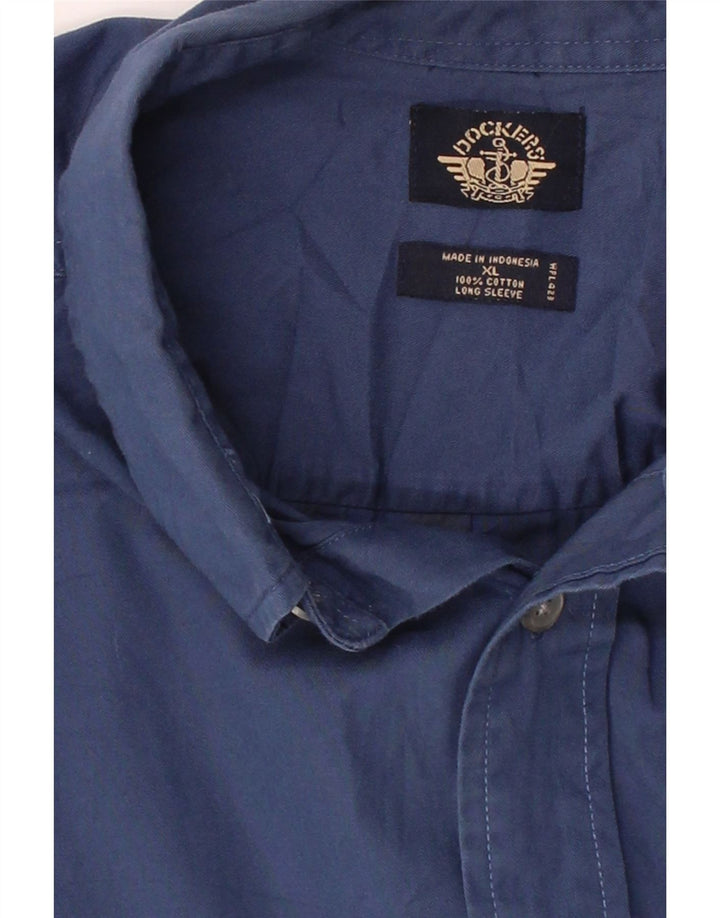 DOCKERS Mens Shirt XL Navy Blue Cotton Vintage Dockers and Second-Hand Dockers from Messina Hembry 