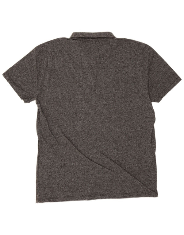 Reiss Mens Polo Shirt Large Grey Flecked Cotton