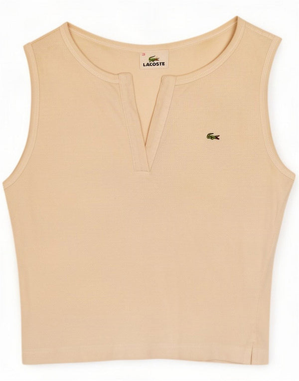 Top corto sin mangas para mujer Lacoste Talla 38 Algodón blanquecino mediano