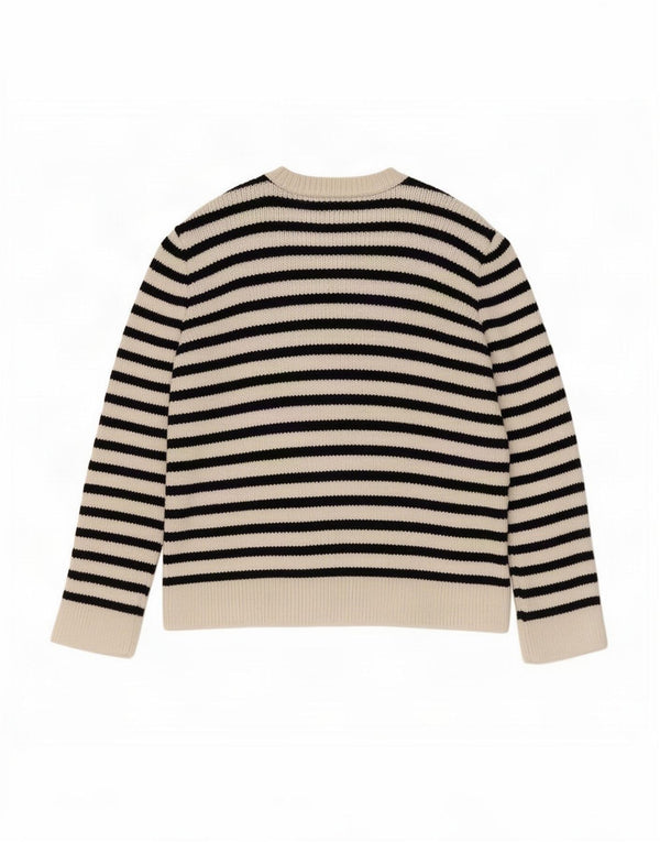 Zara Mujer Crop Suéter Cárdigan Extragrande UK 10 Small Off White Rayas