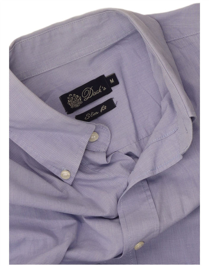 Camisa ajustada de corte slim para hombre de Dack's pata de gallo azul medio