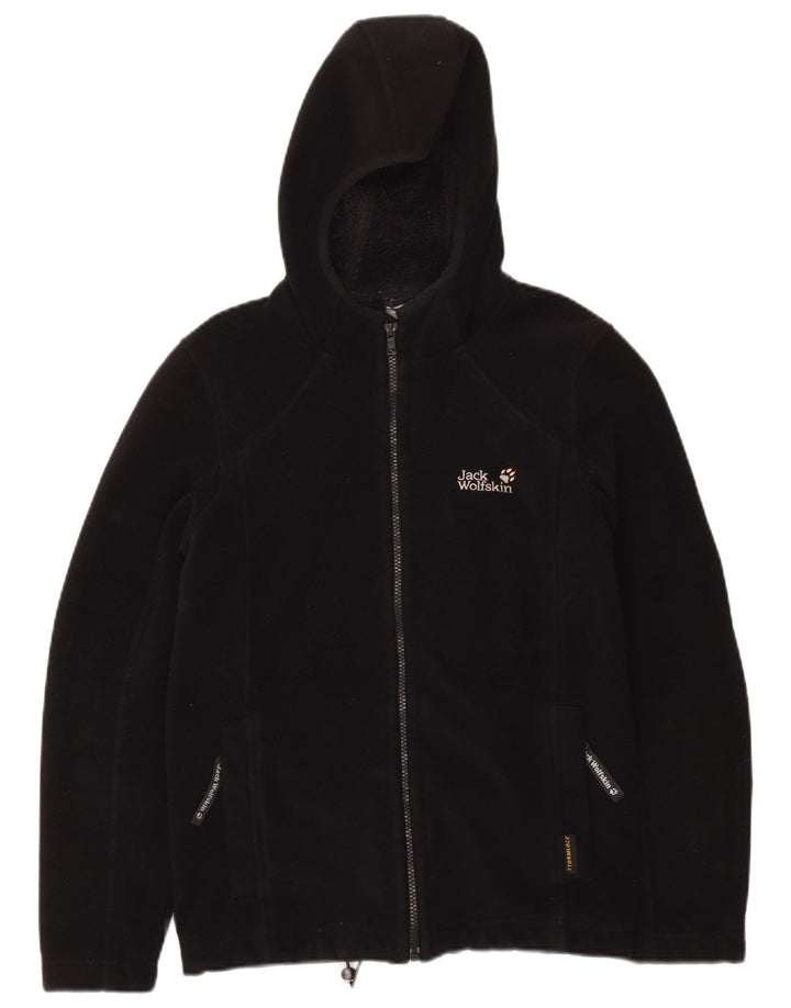 JACK WOLFSKIN Womens Hooded Fleece Jacket UK 10 Small Black Polyester
