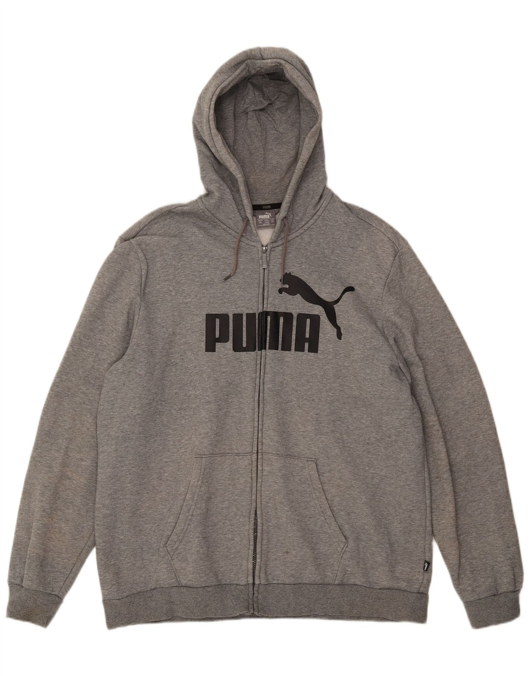 Puma Sudadera con capucha y cremallera gráfica para hombre, talla 2XL, algodón gris