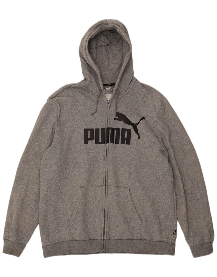 Puma Sudadera con capucha y cremallera gráfica para hombre, talla 2XL, algodón gris