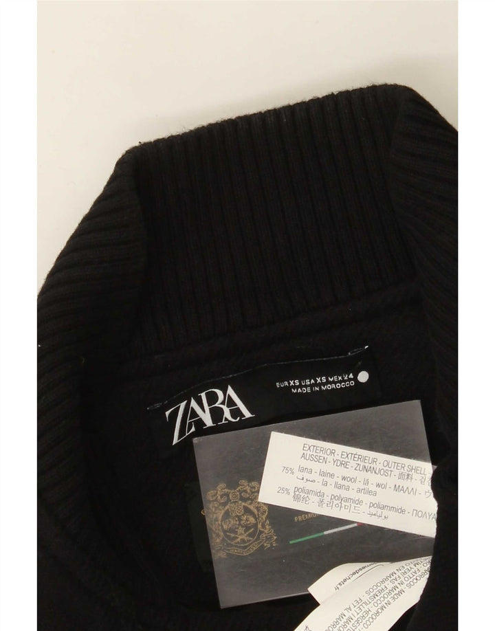 Zara Mujer Chaqueta Biker UK 6 XS Lana Negra