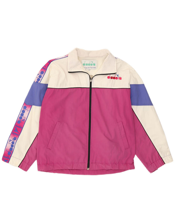 Diadora Chaqueta de chándal con gráfico para mujer UK 40 Medium Pink Retro