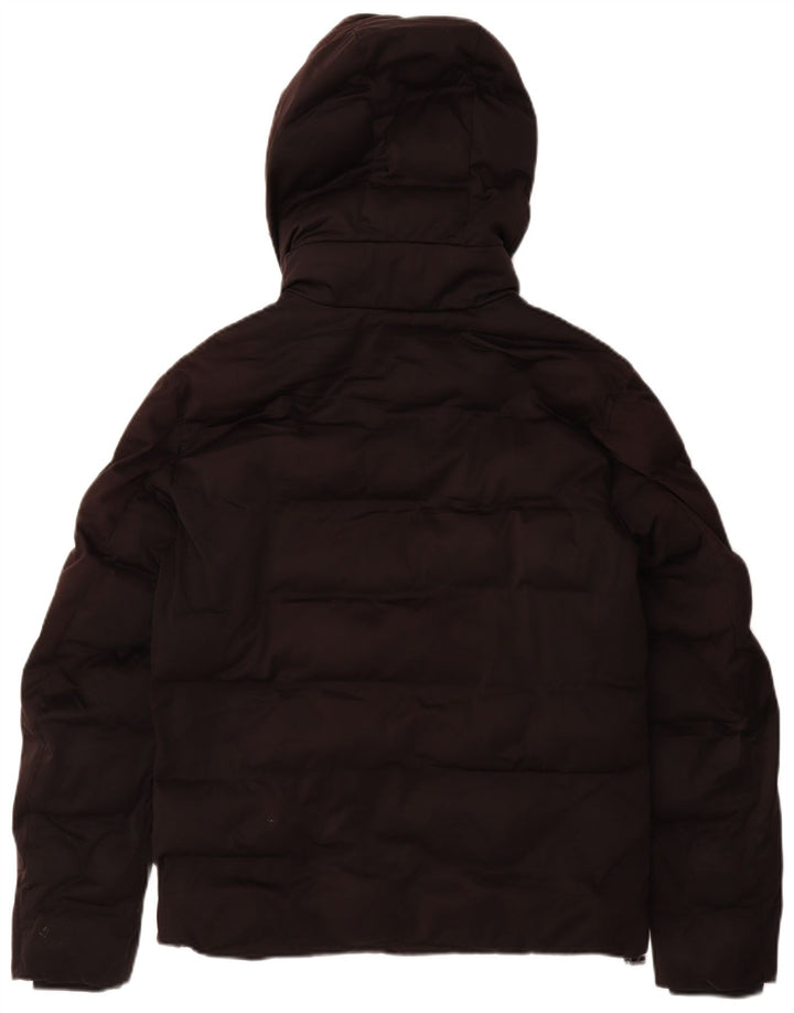 Zara Mens Chaqueta Acolchada Con Capucha UK 36 Small Poliéster Negro