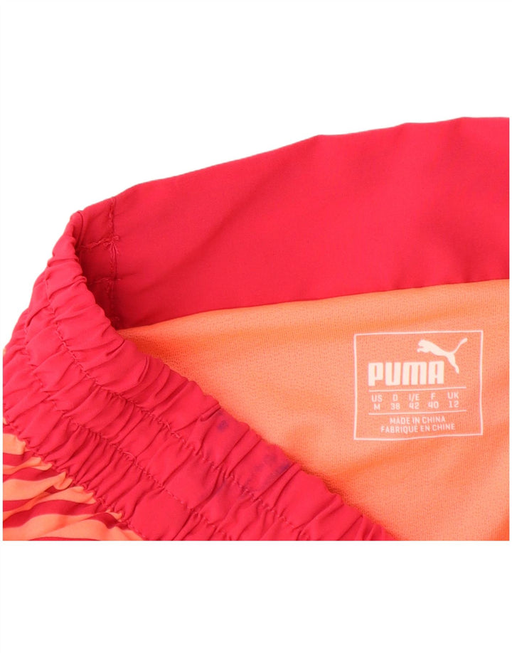 Puma Pantalones cortos deportivos para mujer UK 12 Poliéster a rayas rosa medio