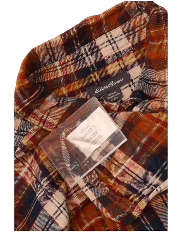 Eddie Bauer Camisa de franela para hombre XL Algodón a cuadros marrón