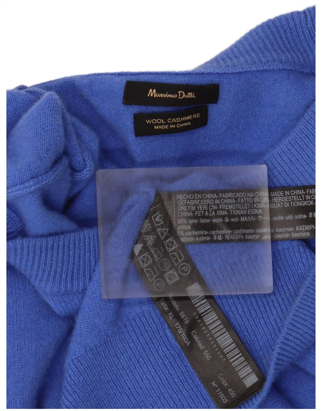 Massimo Dutti Jersey Cuello Redondo Hombre XL Lana Azul