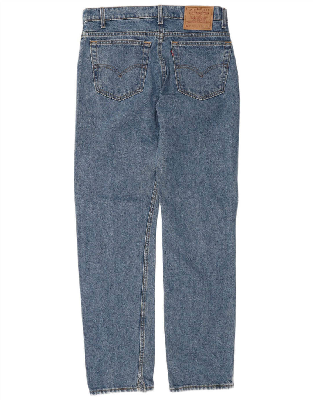 LEVI'S Mens 505 Regular Fit Straight Jeans W34 L32 Blue Cotton