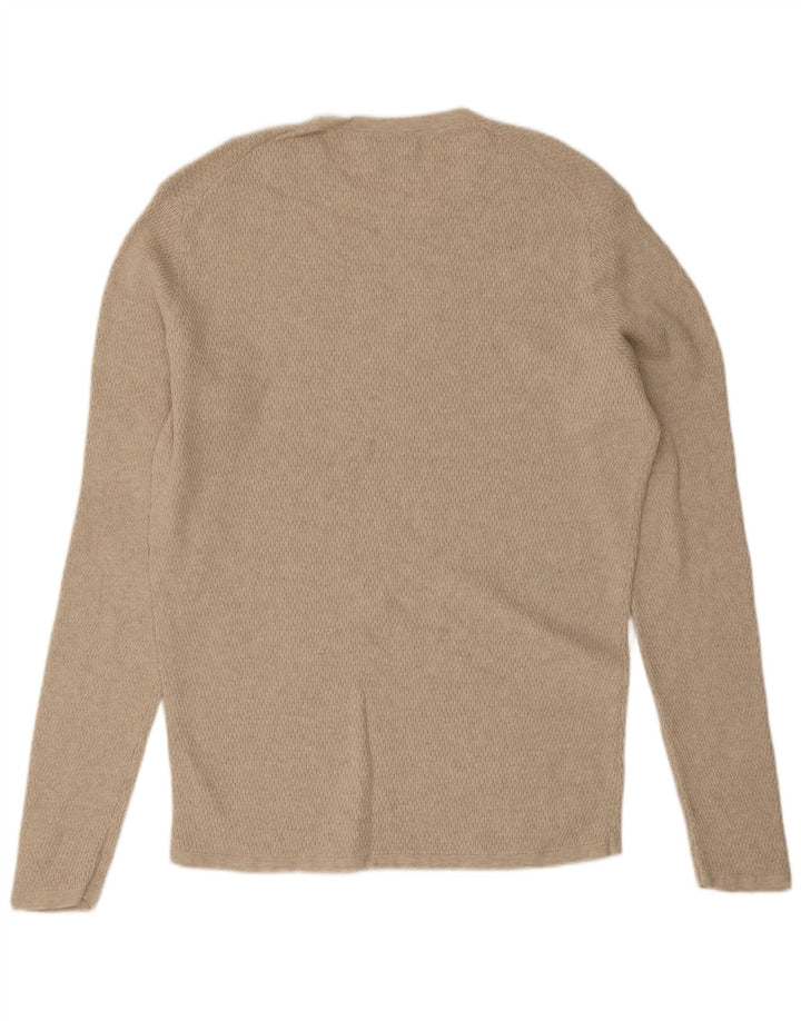 Jersey Massimo Dutti Hombre Cuello Redondo Algodón Beige Medio