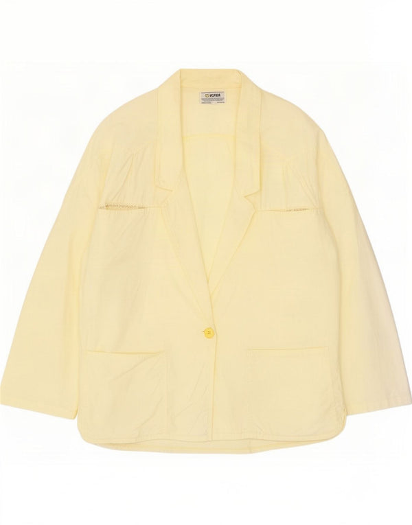 POP 84 Chaqueta tipo blazer extragrande con 1 botón para mujer UK 10 Small Yellow Cotton