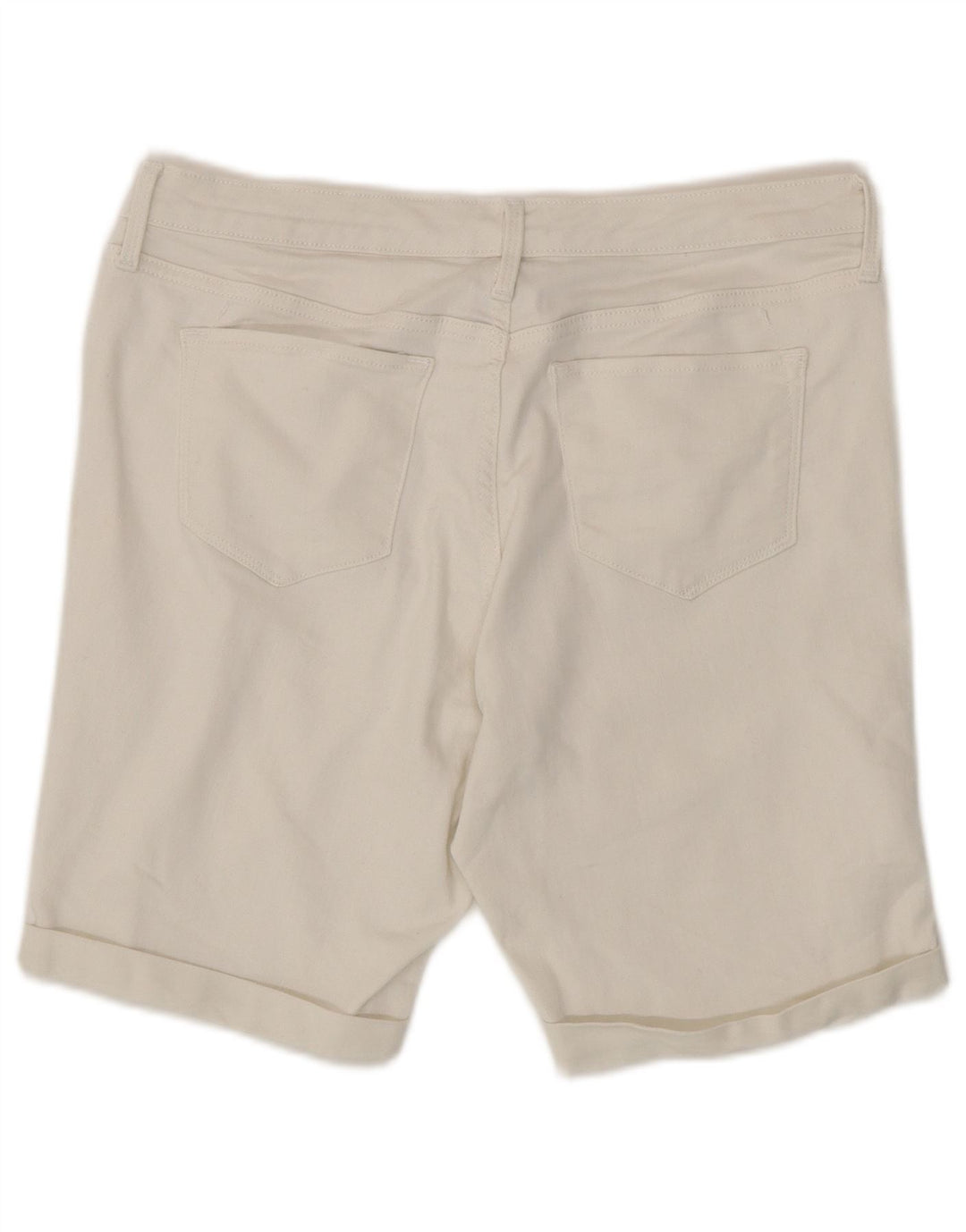Mossimo Bermudas de tiro medio para mujer, pantalones cortos de mezclilla US 14 grande W32 algodón blanco