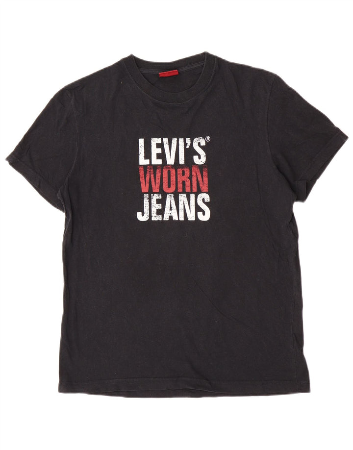 Levi's Camiseta gráfica para hombre Top Medium Black Cotton