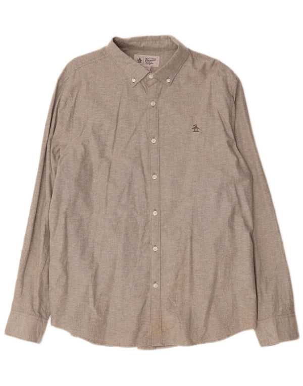 Camisa Penguin Hombre XL Algodón Gris