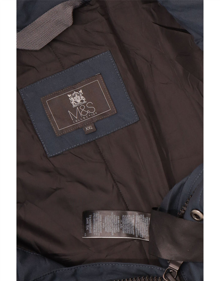 Marks & Spencer Chaqueta utilitaria con capucha para hombre UK 44 2XL Azul marino Poliéster