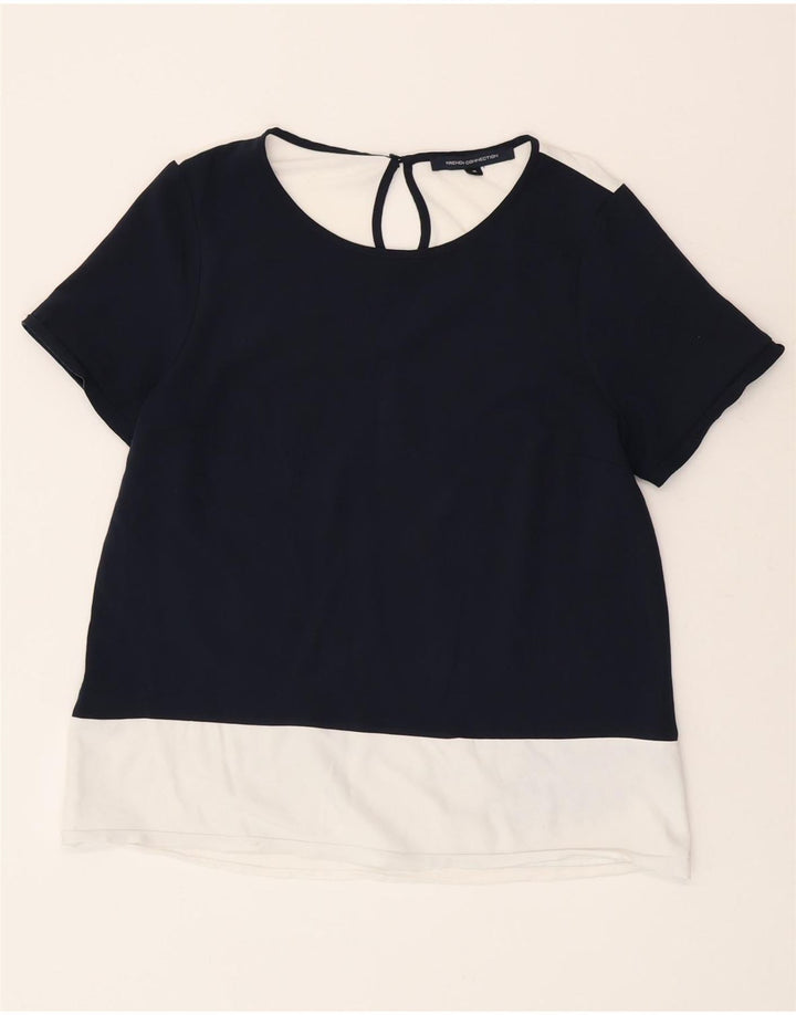 French Connection Camiseta para mujer Top UK 44 Medium Azul marino Colorblock