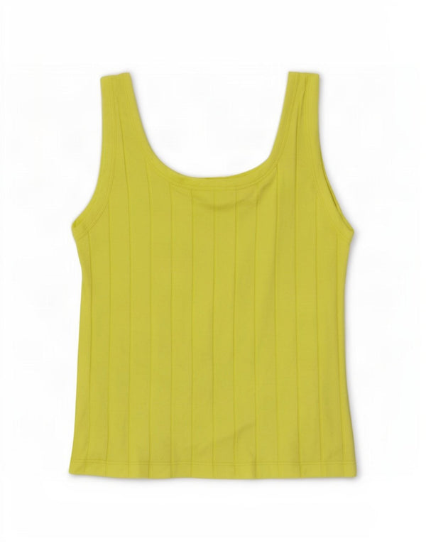 Massimo Dutti Womens Vest Top UK 8 Small Yellow Cotton