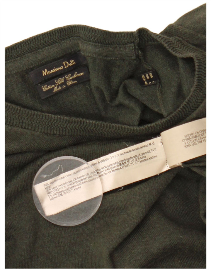 MASSIMO DUTTI Jersey De Cuello Redondo Hombre Large Khaki Algodón