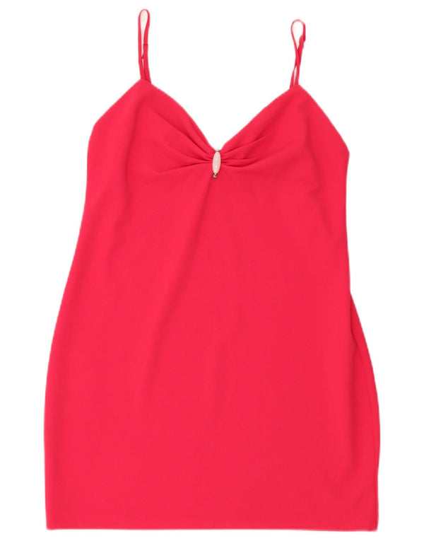 Zara Vestido Corto lencero para Mujer UK 42 Rosa Mediano