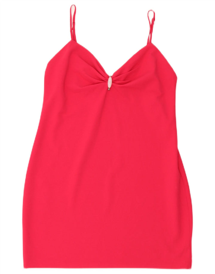 Zara Vestido Corto lencero para Mujer UK 42 Rosa Mediano