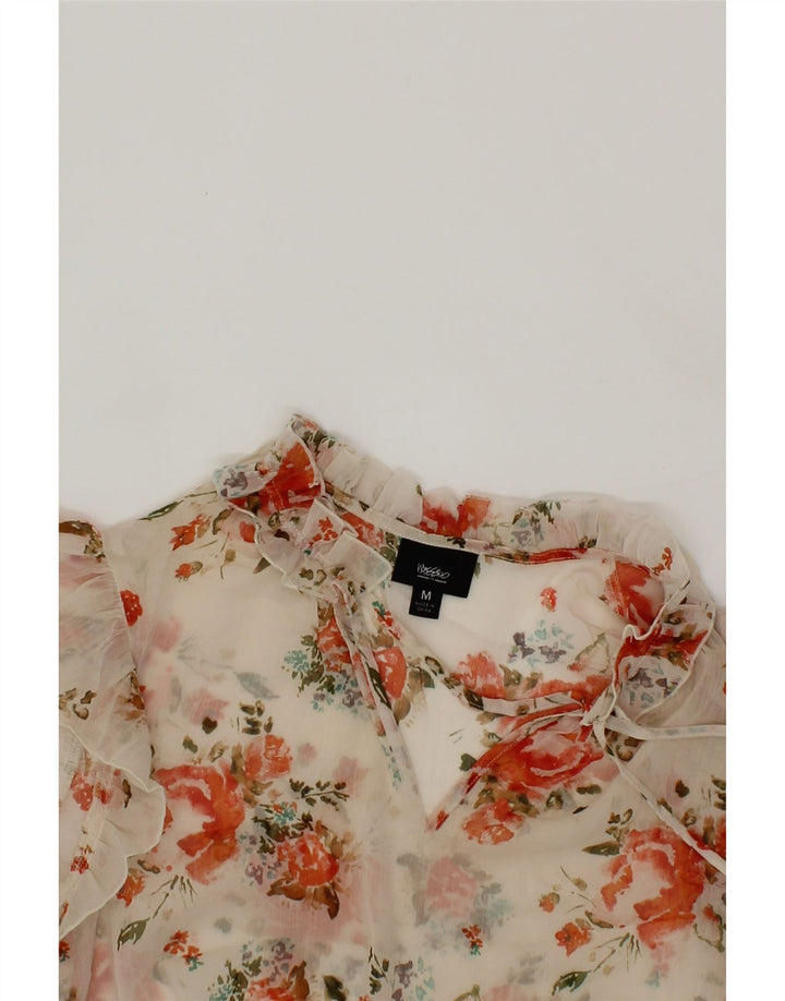 MOSSIMO Womens Sleeveless Blouse Top UK 14 Medium Beige Floral Polyester Vintage Mossimo and Second-Hand Mossimo from Messina Hembry 