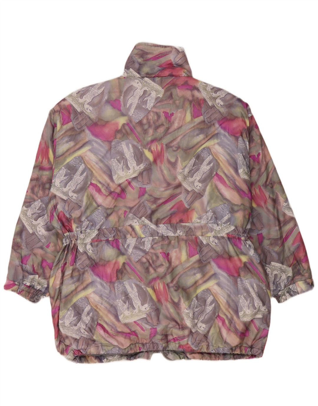 Vintage mujer patrón abstracto chaqueta cortavientos IT 46 grande multicolor