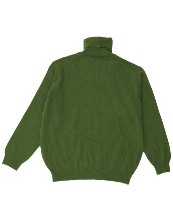 Benetton Jersey De Mujer Con Cuello Vuelto UK 44 Lana Virgen Verde Medio