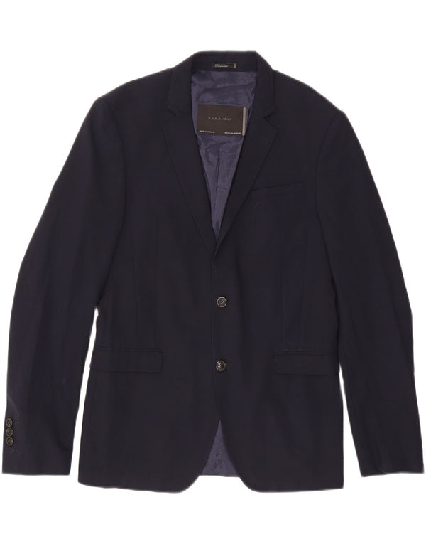 Zara Chaqueta tipo blazer de 2 botones para hombre EU 50 Mediano Azul marino Poliéster