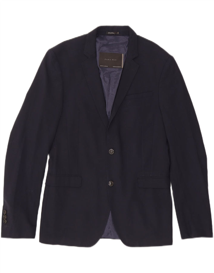 Zara Chaqueta tipo blazer de 2 botones para hombre EU 50 Mediano Azul marino Poliéster
