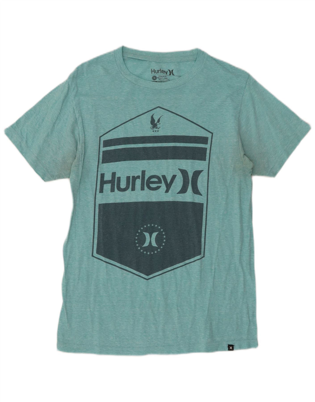 HURLEY Camiseta gráfica de ajuste premium para hombre Top pequeño de algodón moteado turquesa
