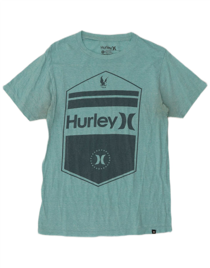 HURLEY Camiseta gráfica de ajuste premium para hombre Top pequeño de algodón moteado turquesa