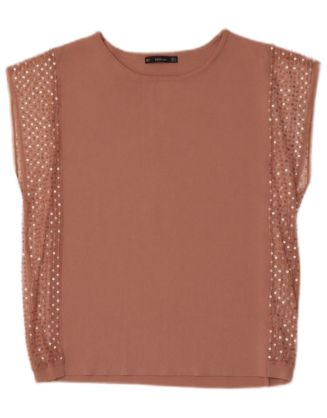 Zara Mujer Blusa Top UK 44 Medio Beige