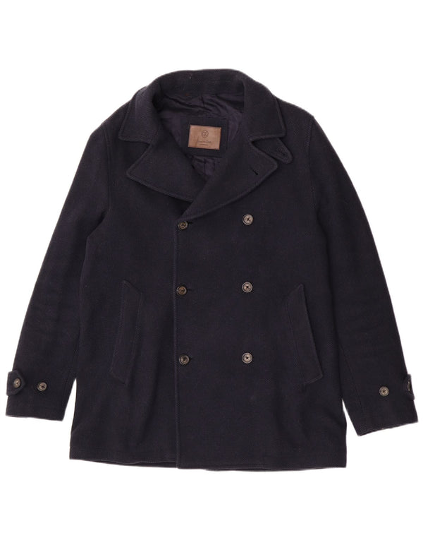 Massimo Dutti Chaquetón Hombre UK 38 Medio Lana Azul Marino