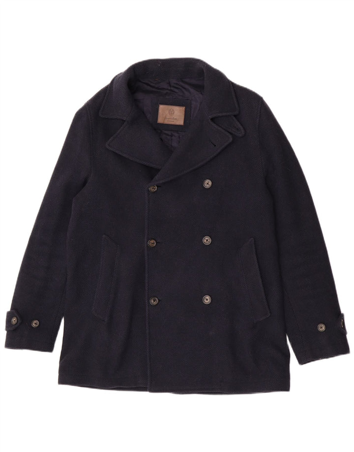 Massimo Dutti Chaquetón Hombre UK 38 Medio Lana Azul Marino