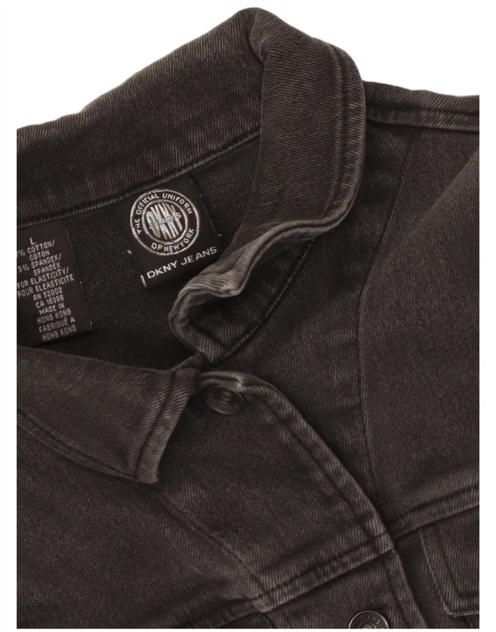 Dkny Chaqueta vaquera corta para mujer Reino Unido 44 Algodón gris grande