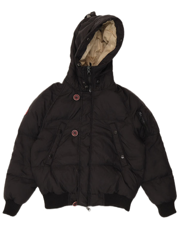 Diadora Chaqueta acolchada con capucha para mujer UK 44 Large Nylon negro