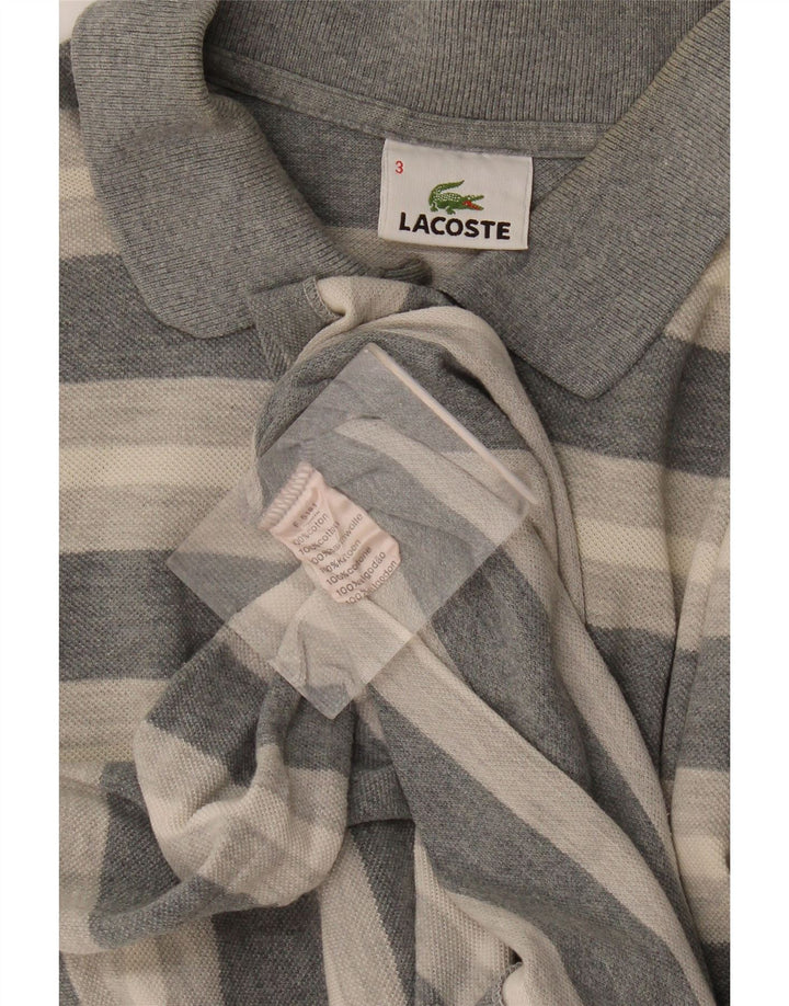 Polo Lacoste para hombre talla 3 pequeño algodón a rayas gris