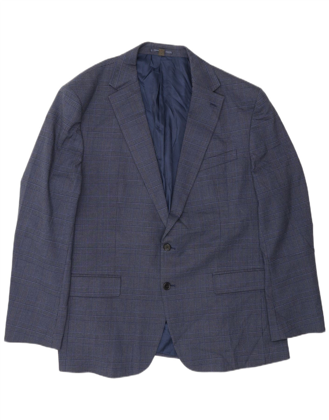 Marks & Spencer Chaqueta tipo blazer de 2 botones para hombre UK 48 2XL Pata de gallo azul